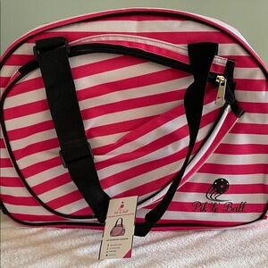 Pik‘ le’Ball Women’s Pickleball Bag Pink & White Stripe Waterproof